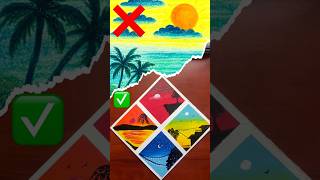 😍✨4 Super Easy Sunset Scenery Drawing | Oil Pastel Art For Beginners#art #oilpastel