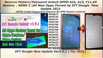 EFT Dongle Update v3.9.1,support to Factory Reset forOppo/Realme/Reno devices: META Mode | A1k Reset