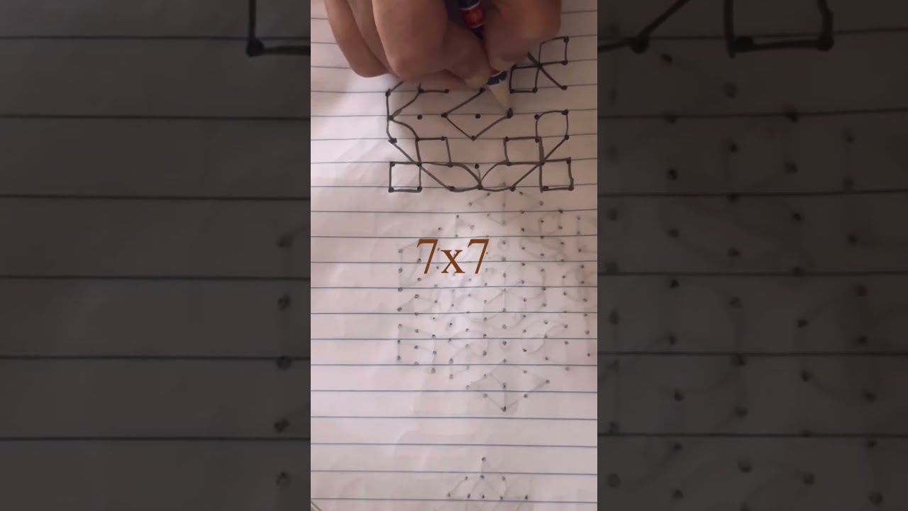 7x7 dots simple rangoli /art design /easyrangoli/muggulu design/kolam design