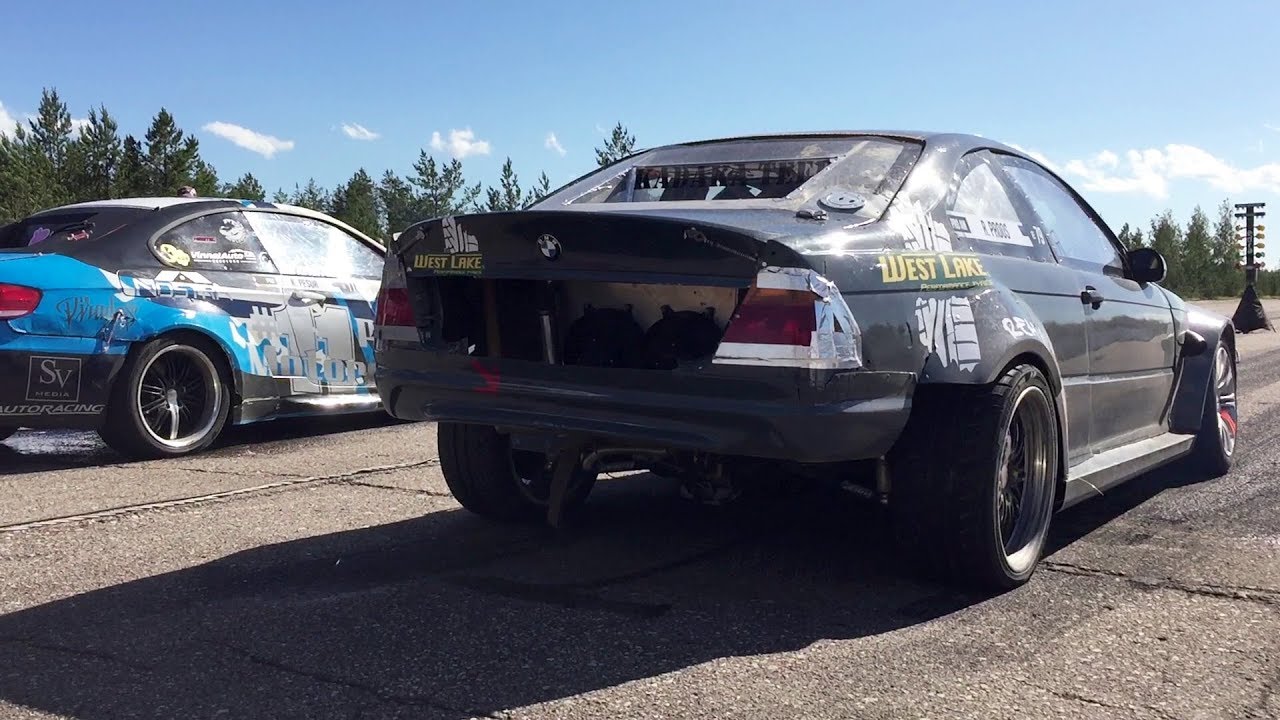 BMW M3 E92 M50B31 Stroker Turbo vs BMW E46 V8 1/4 mile drag race