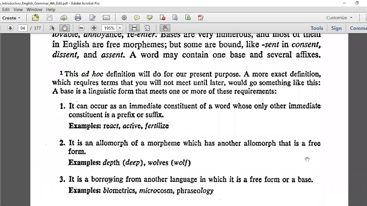 Bound and Free Morphemes, PDF, Word