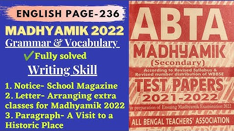 Set- 9|ABTA Test Paper solved 2021-2022|English|Section-B & C|Page 236|Grammar & Writing Skill