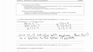 introduction to a system of linear equations   module 91   mth 061