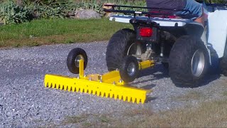 Pull Behind Ratchet Rake Driveway Grader For Riding Lawn Mowers, ATVs and Side by Sides.