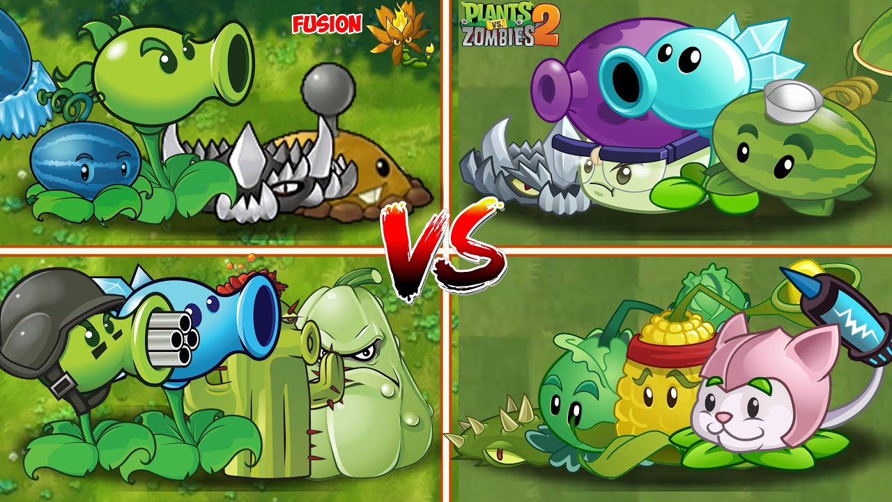 PVZ FUSION VS PVZ 2 - 4 Plants Team Vs 4 Plants Team Vs Zombie Team ...