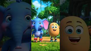 Blue Elephant and Potato Skating in a Beautiful Jungle Garden |