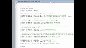 Visual Basic for Excel programming AC source voltage and frequencies reading measurements