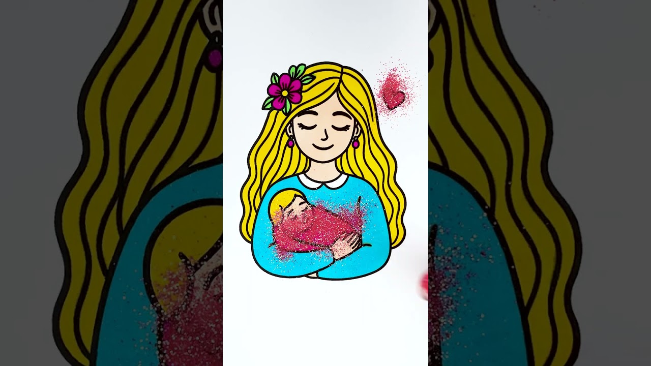 💕 Mom & Baby 👩‍🍼✨ Easy Glitter Art 