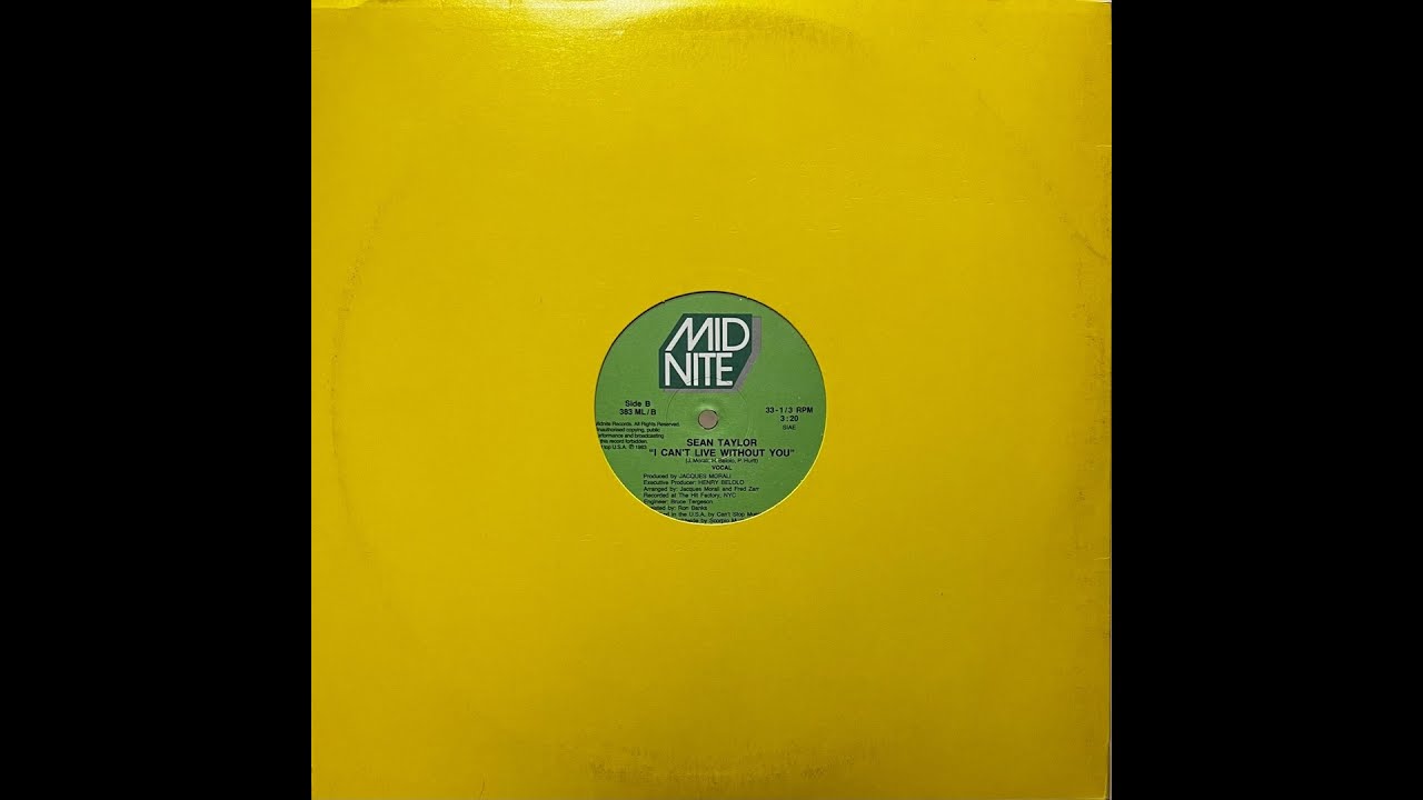 Sean Taylor I Can't Live Without You (Vocal) (1983) YouTube
