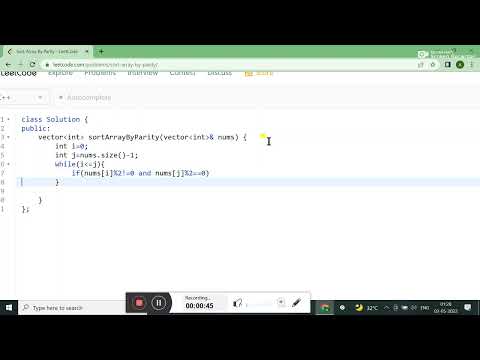 905.  Sort Array By Parity || LEETCODE SOLUTION || IN C++ || DATA STRUCTURE AND ALGORITHM