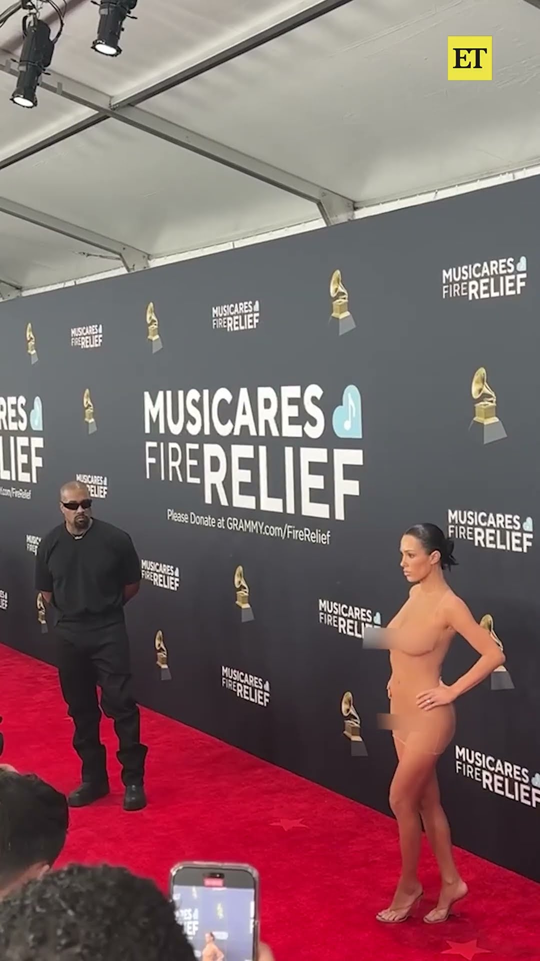 Kanye West and Bianca Censori made a jaw-dropping appearance at the #GRAMMYs