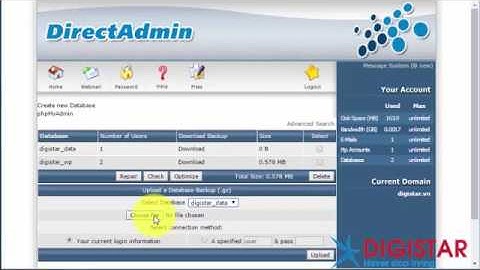 Phần 18: Hướng dẫn upload database trên DirectAdmin
