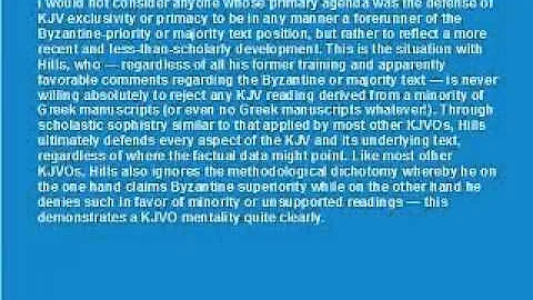Maurice A. Robinson on King James Onlyism