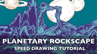 Planetary Rockscape – Sci-Fi Speed Drawing in Procreate @MarinComics