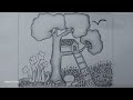 How To Draw Natural Drawing Easy Art ! Easy Draw of Tree And House #art #video 