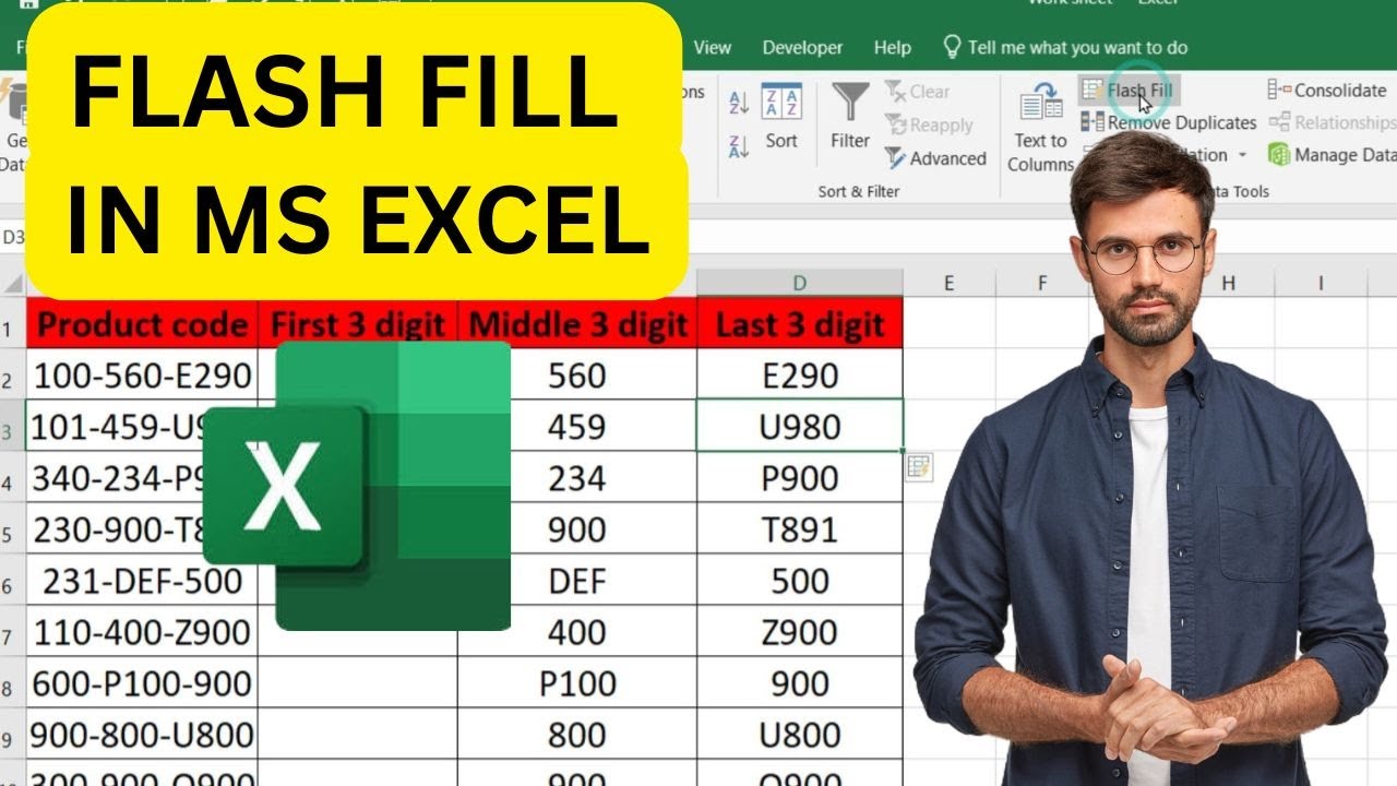 Excel Flash Fill Tutorial - Easy Data Cleaning for Beginners! - YouTube