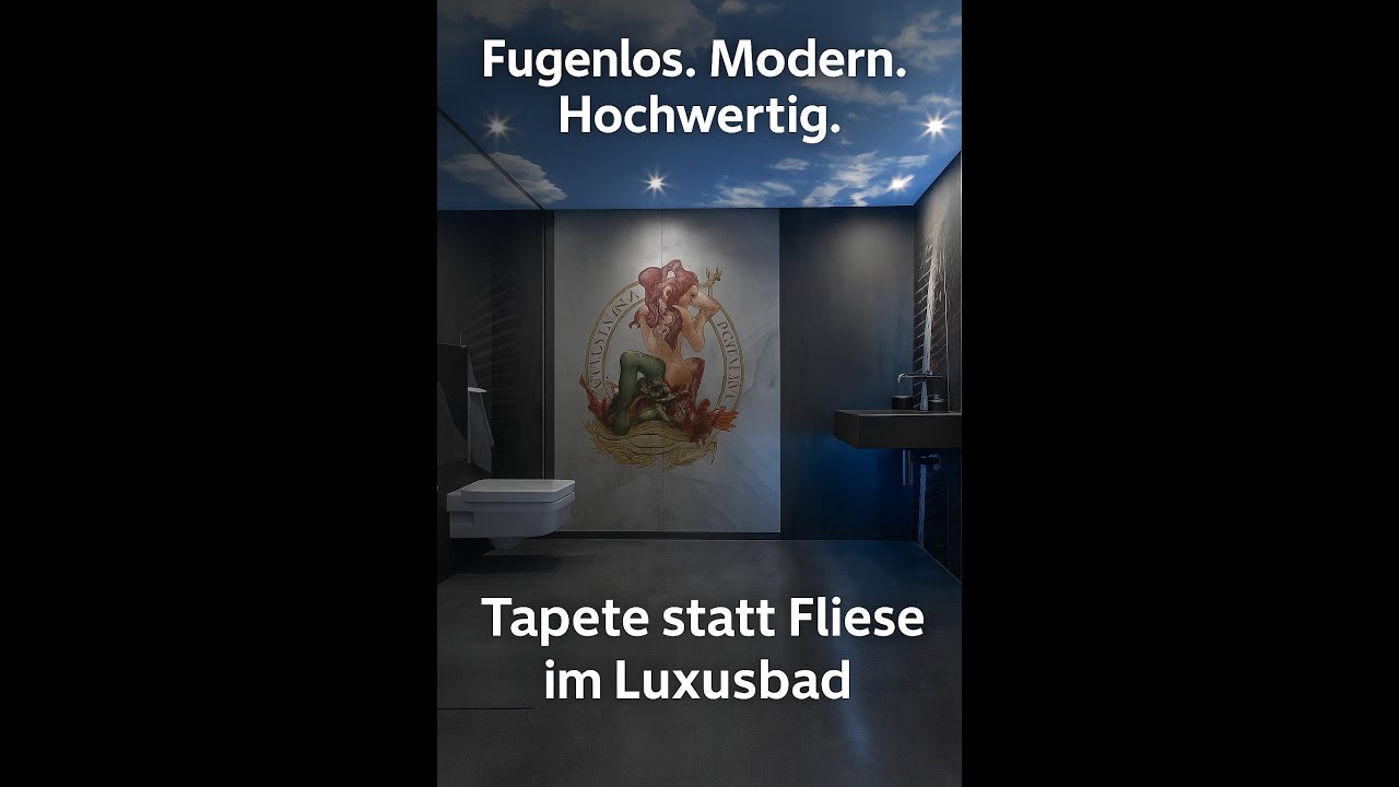 Fugenlose Badsanierung mit Design-Tapete – modernes Bad ohne Fliesen