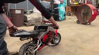 Two-stroke pocket rocket motorcycle