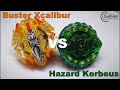 Beyblade Burst Battle : BUSTER XCALIBUR 1'D.Sw vs HAZARD KERBEUS 7.At
