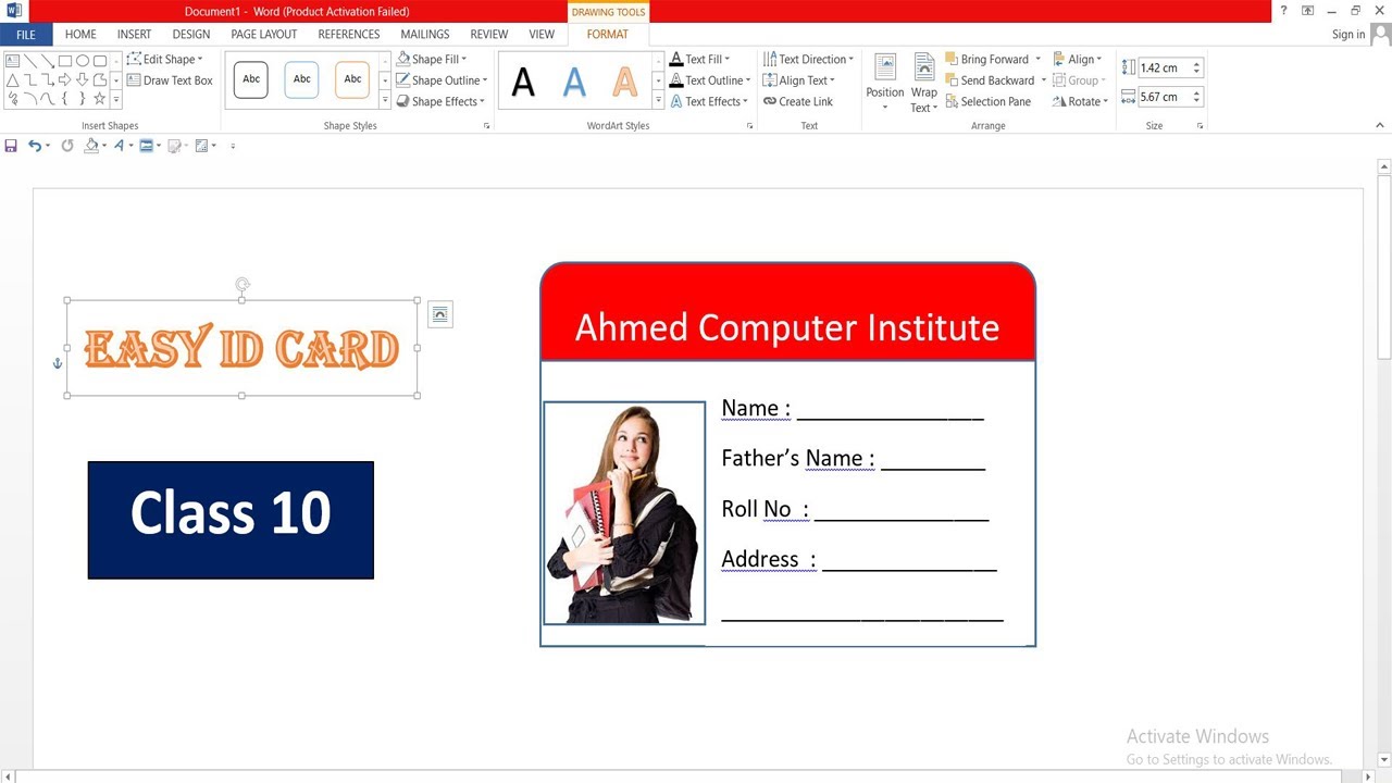 how-to-make-a-id-card-design-in-microsoft-word-id-card-on-ms-word