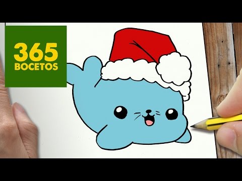 Como Dibujar Una Foca Para Navidad Paso A Paso Dibujos Kawaii