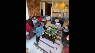 Little Boys Touching Effort To Help His Mom