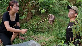 The girl went into the forest to find food and met a stranger lurking