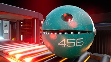 Pacman, Walking Robot Pacman, and Gladiator Robot Fight to Survive in a Dangerous Sci-Fi Maze