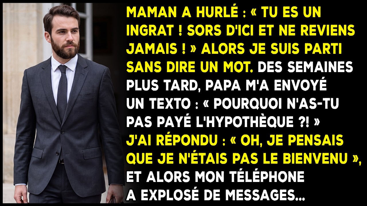 C’était un dimanche comme les autres, le rôti de bœuf cuisait dans le four, et je m’apprêtais à dire à mes parents que je ne pouvais plus payer leur hypothèque. Ma mère m’a alors hurlé, devant...