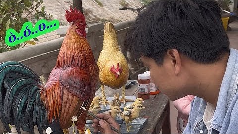 Đắp gà trống bằng xi măng cát và lên màu tuyệt đẹp.Của nghệ nhân đến từ Bắc Giang