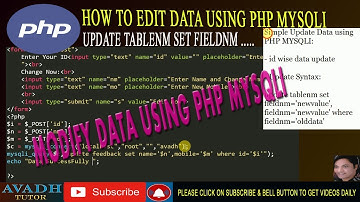 update data using php mysqli | php mysqli tutorial | avadh tutor