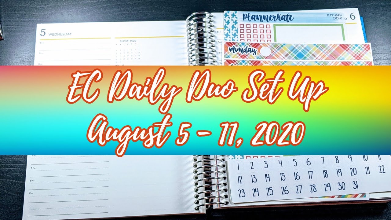 Erin Condren Daily Duo Set Up - August 05 - 11th, 2020 - YouTube