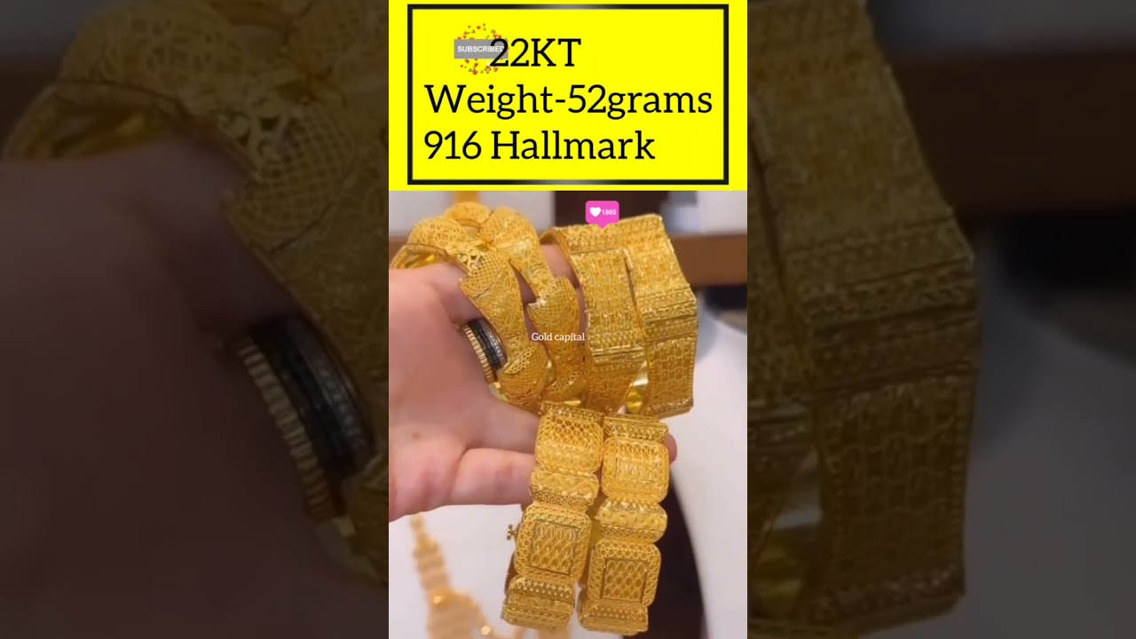 Exquisite 22 Carat Gold Bangles: 3 Stunning Designs | 52 Grams of Luxury and Elegance!