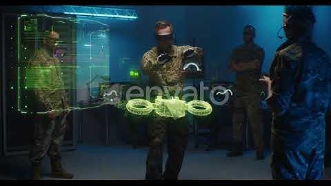 Military Men Controlling Holographic Model of Drone | Stock Footage - Envato elements