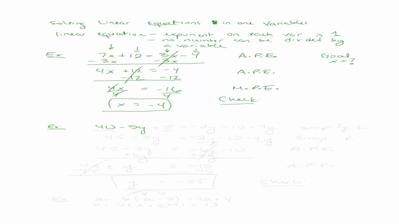 Solving Linear Equations in One Variable - YouTube