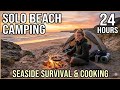 Solo Beach Camping 24 Hours of Seaside Survival Cooking