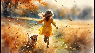 Autumn's Playful Melody | A Girl and Her Dog's Joyful Run screenshot 4