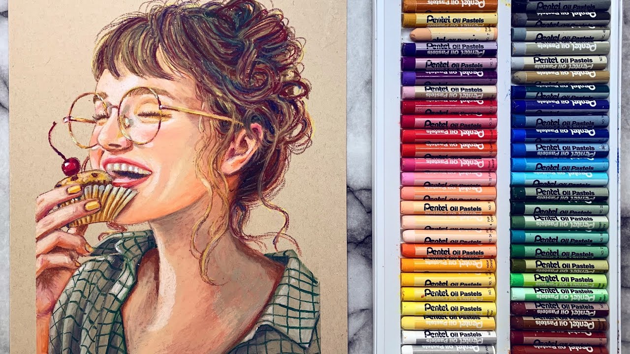 Pentel Oil Pastel Drawing : [First Impressions] from sketch to