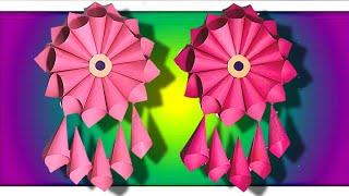 कागज का  शानदार उपयोग | PAPER FLOWER WALL HANGING || WALL HANGING DECORATION / Craft Ideas