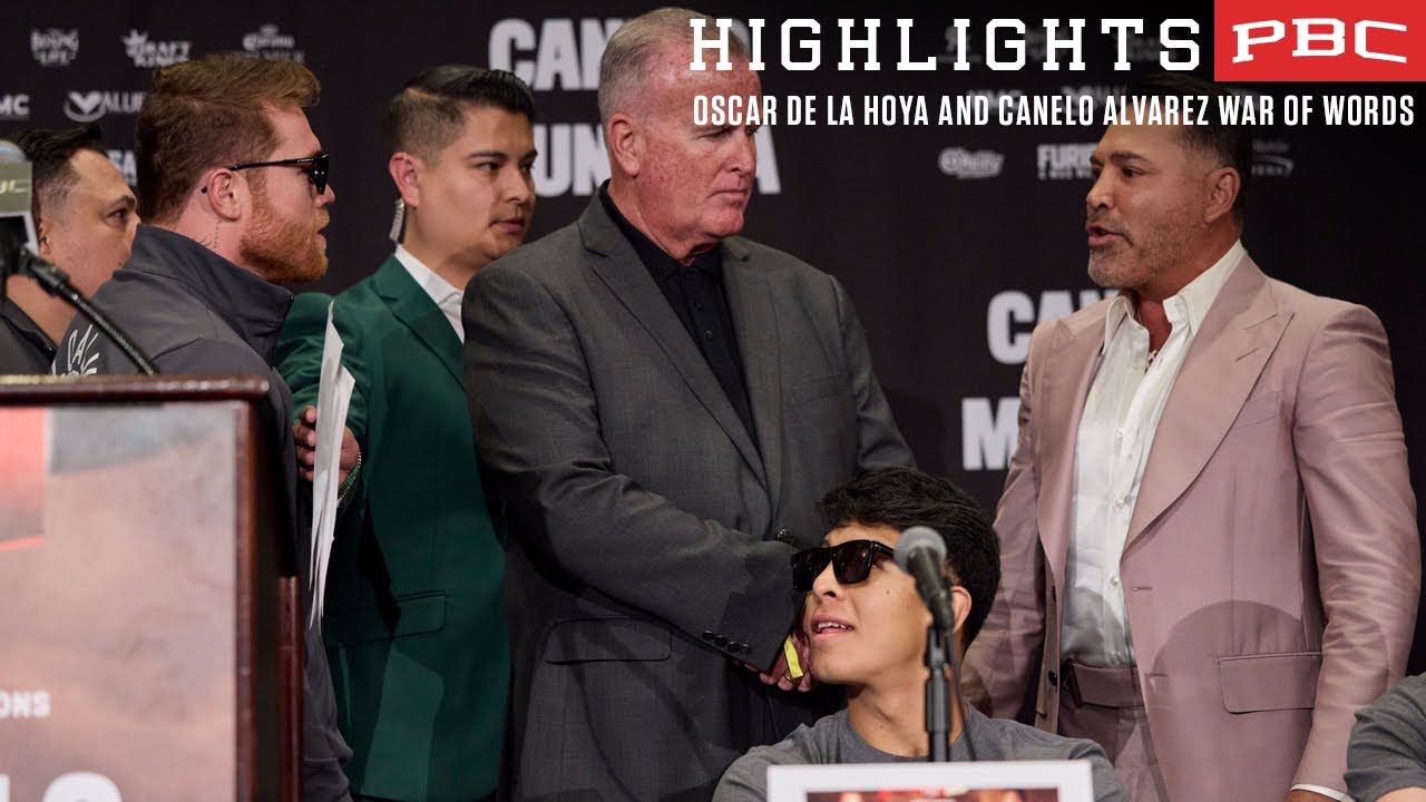 Security forced to separate Oscar de la Hoya and Canelo at Press Conference   CaneloMunguia