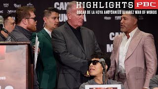 : Security forced to separate Oscar de la Hoya and Canelo at Press Conference | #CaneloMunguia