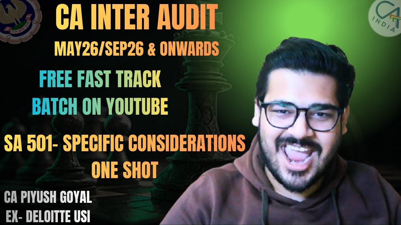 Free Fast Track Batch | SA 501 | Ch- Audit Evidence | CA Inter Audit ...