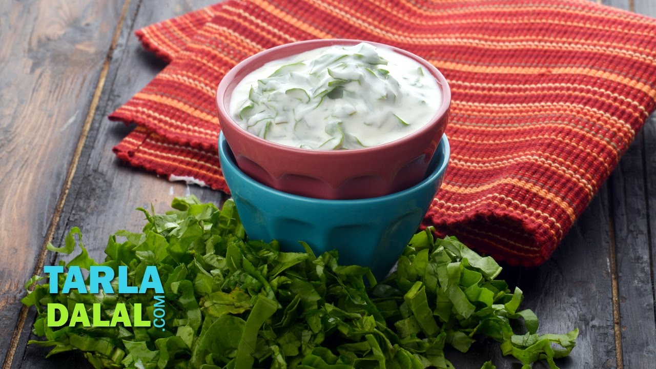 पालक रायता (Spinach Raita, For Weight Loss and Athletes) by Tarla Dalal