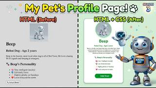 We Gave a Robot Dog His Own Profile Page! 🐾 HTML + CSS for Kids | CodeForKidsDotBOT screenshot 1