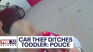 New video shows alleged car thief ditching toddler in front of autobody shop