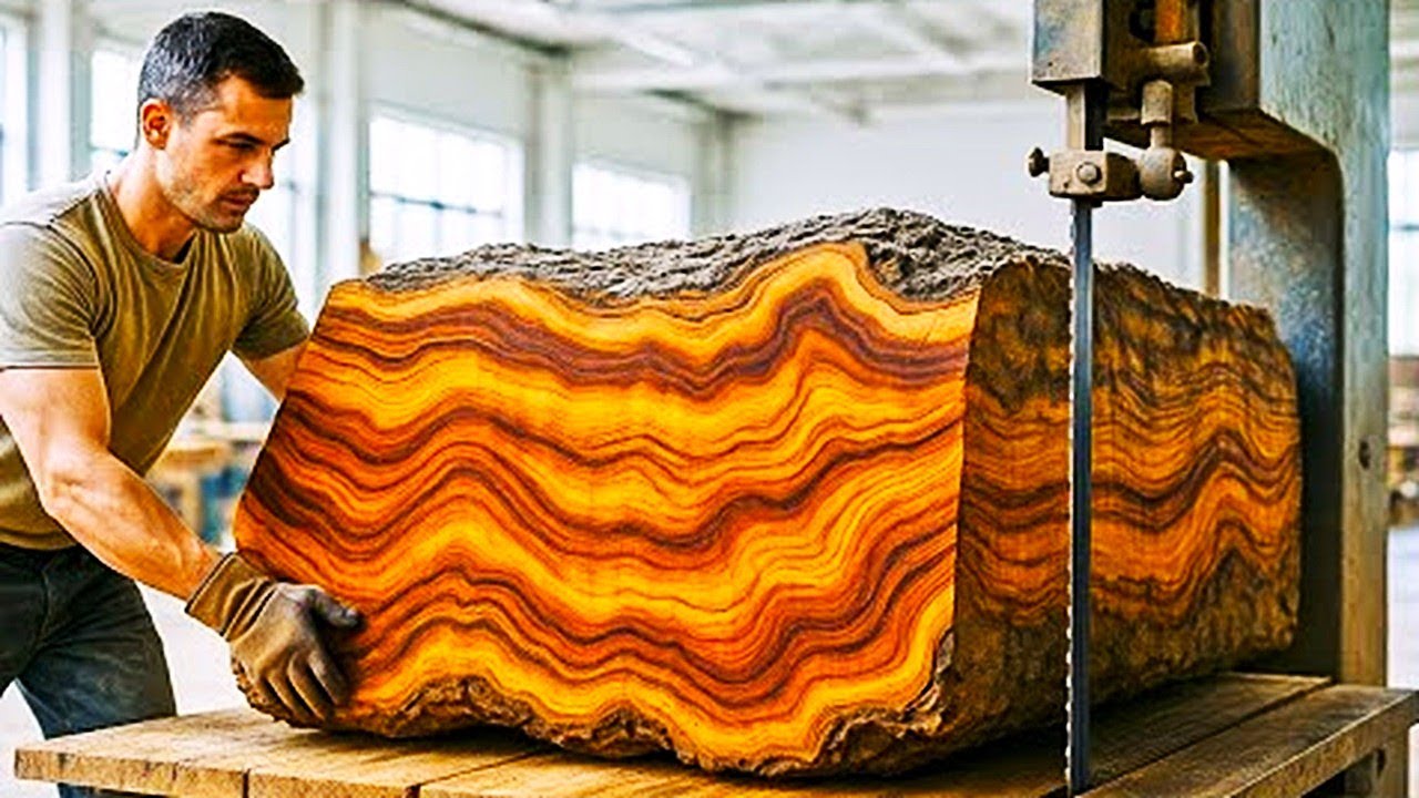 Talented Carpenter Building Dining Table with RED Hardwood Art & Glossy Epoxy // Amazing Woodworking