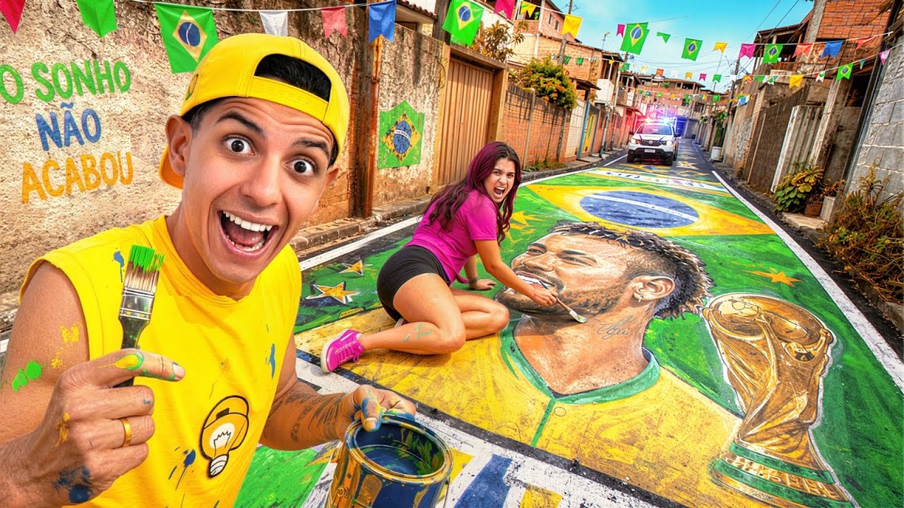 PINTAMOS UMA RUA INTEIRA DE COPA DO MUNDO * Vai Brasil !!!