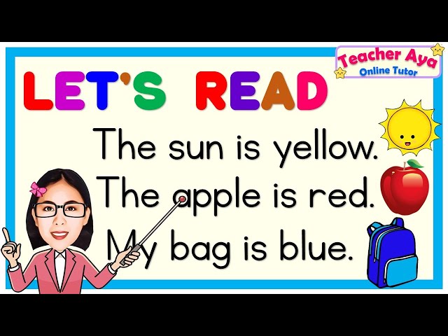 LEARN TO READ  | Reading Lesson for Kids | Colors Sentences |Teacher Aya Online Tutor class=