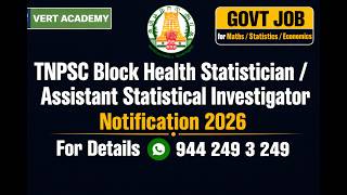 GOVT Job for Maths / Statistics / Economics | TNPSC ASI / Block Health Statistician | Online Class