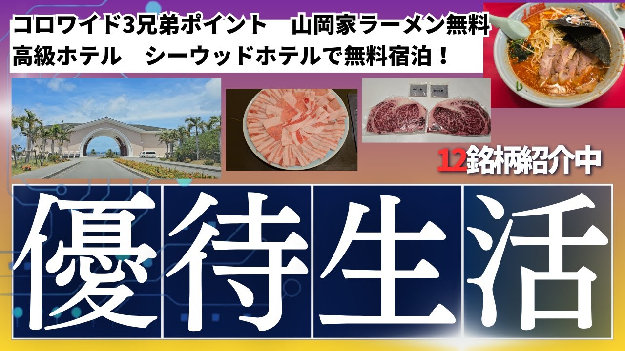 株主優待12社分！コロワイド・アトム・カッパ3兄弟、飯田ホールディングスの優待券で宮古島シーウッドホテル無料宿泊、アグー豚のディナー！山岡家、ソフトバンク、北洋銀行の富良野メロンと牧場アイス！